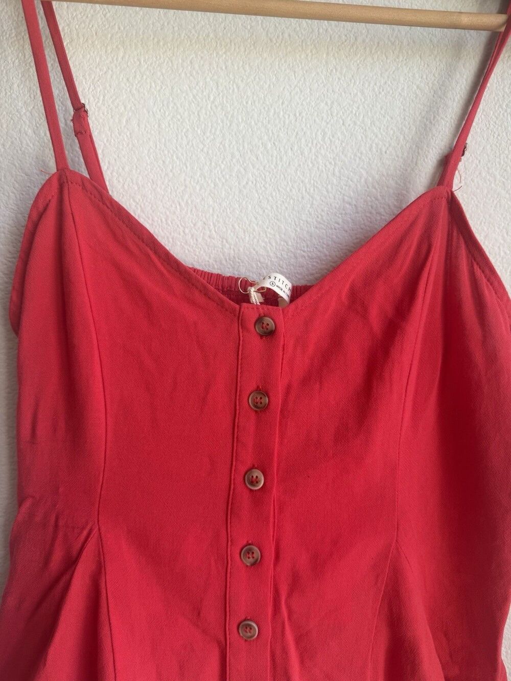 Lovestitch Red Shirt Small NWT Spaghetti Strap Button Down Cami Romantic - Picture 3 of 15